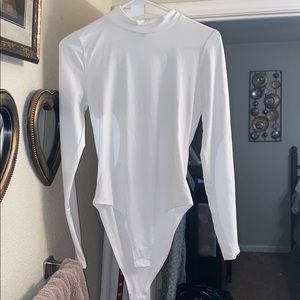 White long sleeve turtleneck bodysuit